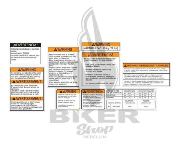 Calcomania de Advertencia V-STROM Calcomania de Advertencia - V-strom 650 Clasica - ABS